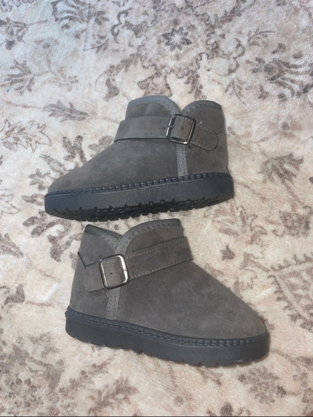 H&M Kids Dark Gray Suede Ankle Boots with Buckle
